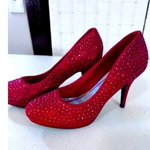 "Silver Slipper" Red Blingy High Heel Shoes, Dark Romance, Sexy, Christmas Vixon